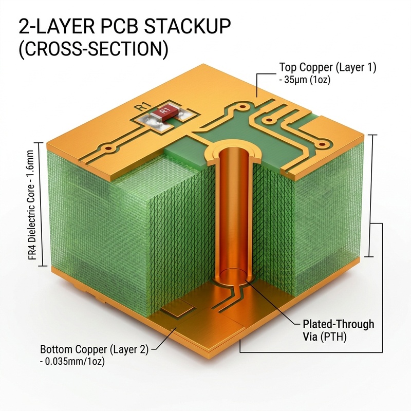 2 Layer PCB Stackup Diagram